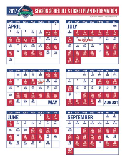Phillies Schedule Printable